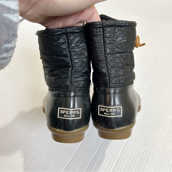 Sperry Saltwater Quilted Duck Boots Size 8 Black Snow Boots - Picture 6 of 11